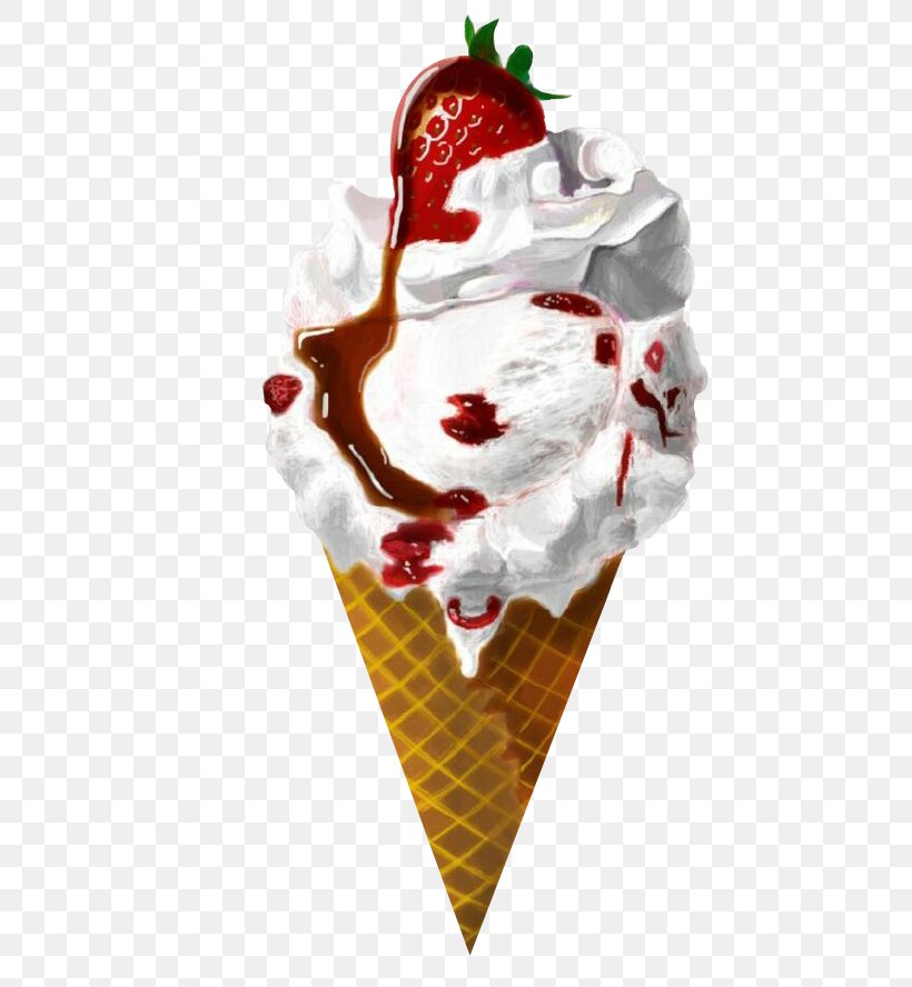 Strawberry Ice Cream Sundae Ice Cream Cone, PNG, 690x888px, Ice Cream, Aedmaasikas, Cream, Dairy Product, Dessert Download Free