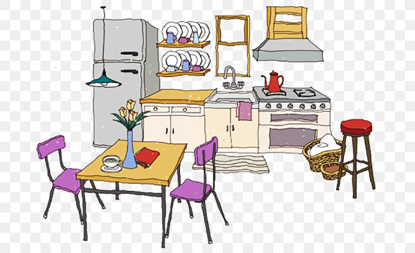 Kitchen Clip Art, PNG, 698x500px, Kitchen, Cartoon, Chair, Fotosearch, Furniture Download Free