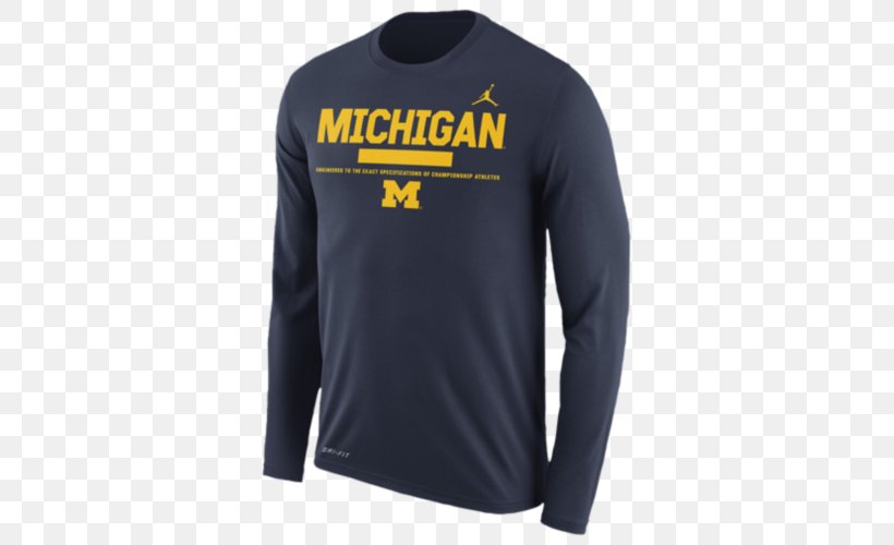 Long-sleeved T-shirt University Of Michigan Jumpman, PNG, 500x500px, Tshirt, Active Shirt, Bluza, Brand, Clothing Download Free