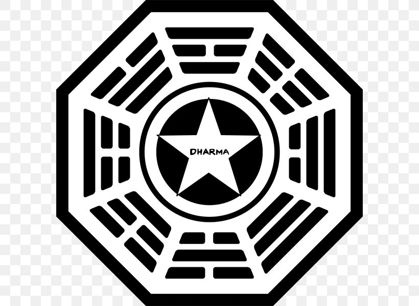 Dharma Initiative John Locke Desmond Hume Shannon Rutherford Logo, PNG, 600x600px, Dharma Initiative, Area, Black And White, Brand, Desmond Hume Download Free