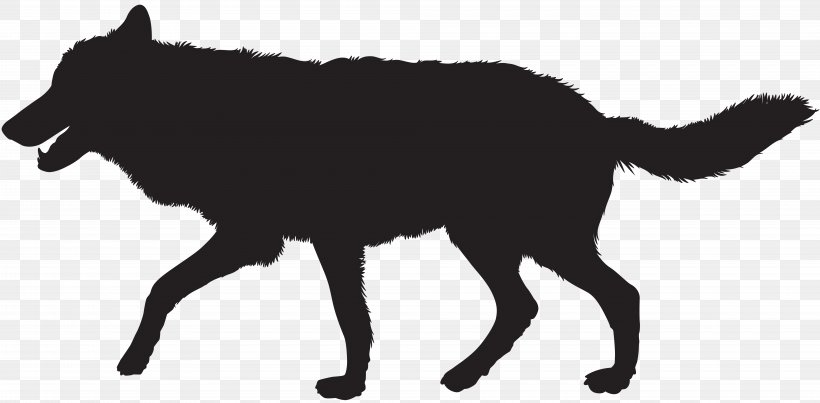 Gray Wolf Silhouette Clip Art, PNG, 8000x3937px, Dog, Animal, Black And White, Canidae, Carnivoran Download Free