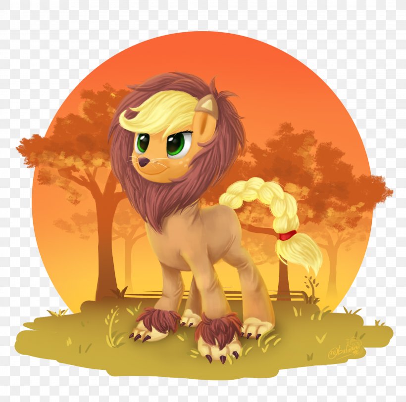 Lion Pony Applejack Rainbow Dash Twilight Sparkle, PNG, 3048x3024px, Lion, Applejack, Art, Big Cats, Carnivoran Download Free