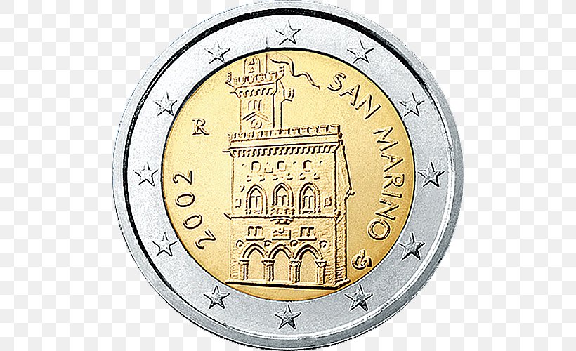 San Marino 2 Euro Coin Euro Coins 2 Euro Commemorative Coins, PNG, 500x500px, 1 Euro Coin, 2 Euro Coin, 2 Euro Commemorative Coins, 5 Cent Euro Coin, 50 Cent Euro Coin Download Free