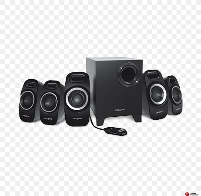 5.1 Surround Sound Loudspeaker Computer Speakers Creative Technology, PNG, 800x800px, 51 Surround Sound, Audio, Audio Equipment, Camera Lens, Computer Download Free