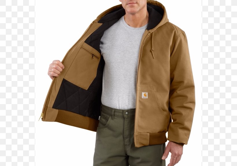 Carhartt Men's Duck Active Quilted Flannel Lined Jacket Lining Shirt, PNG, 667x574px, Flannel, Beige, Clothing, Coat, Cotton Download Free