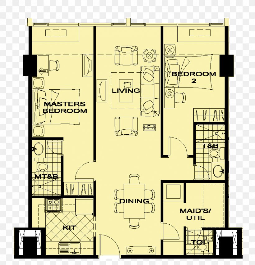 Two Central Room Suite Floor Plan Unit Of Measurement Png