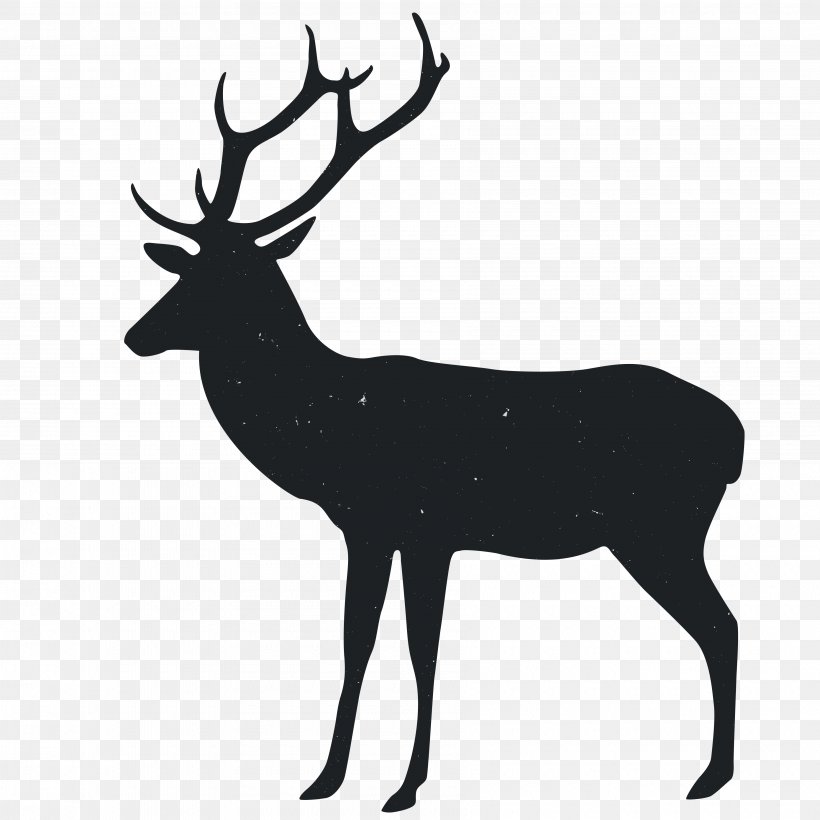 Reindeer Silhouette Animal, PNG, 3600x3600px, Reindeer, Animal, Antler, Black And White, Deer Download Free
