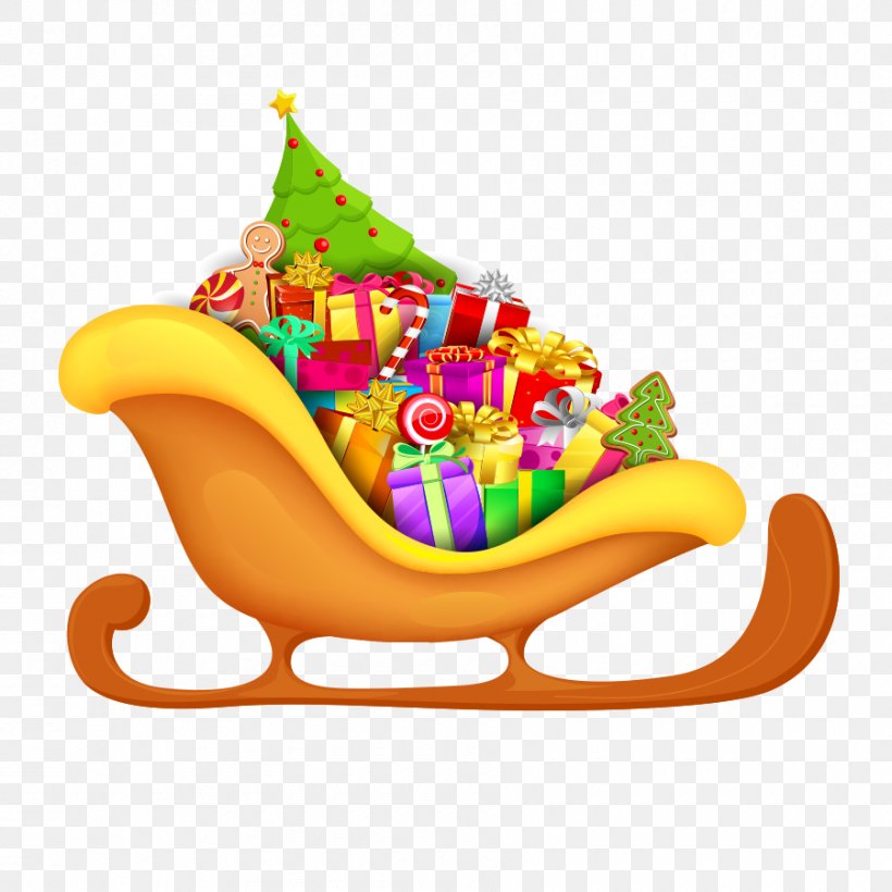 Santa Claus Christmas Sled Clip Art, PNG, 900x900px, Santa Claus, Christmas, Christmas Decoration, Food, Fruit Download Free