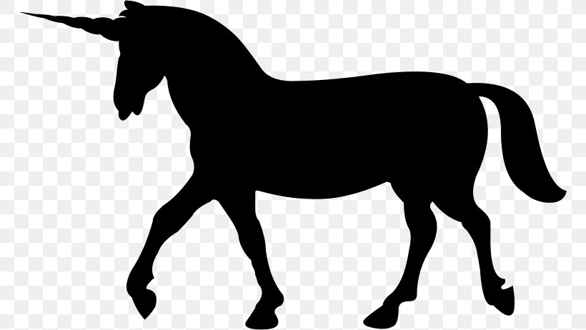 Unicorn Horse Silhouette, PNG, 766x462px, Unicorn, Autocad Dxf, Black And White, Bridle, Colt Download Free