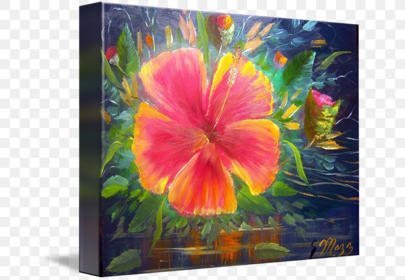 Rosemallows Oil Painting Art Watercolor Painting, PNG, 650x568px, Rosemallows, Acrylic Paint, Art, Canvas, Floral Design Download Free