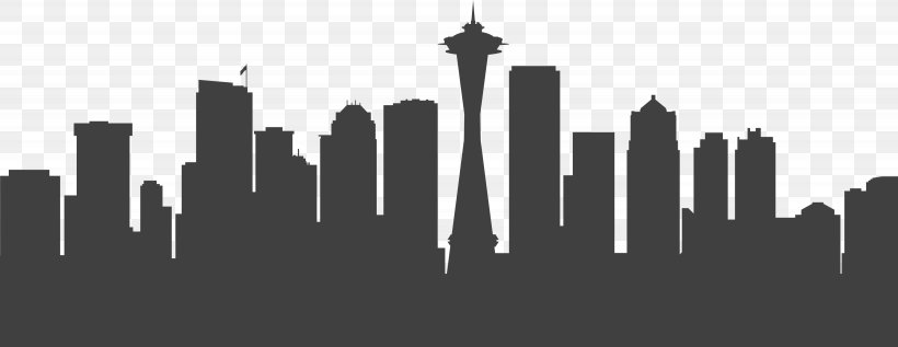Seattle Vector Graphics Skyline Stock Illustration, PNG, 4100x1586px, Seattle, Black And White, City, Cityscape, Daytime Download Free