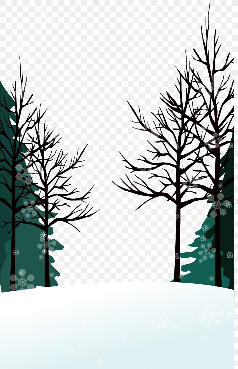 Winter Euclidean Vector Wallpaper, PNG, 2246x3478px, Winter, Black And White, Branch, Conifer, Drawing Download Free