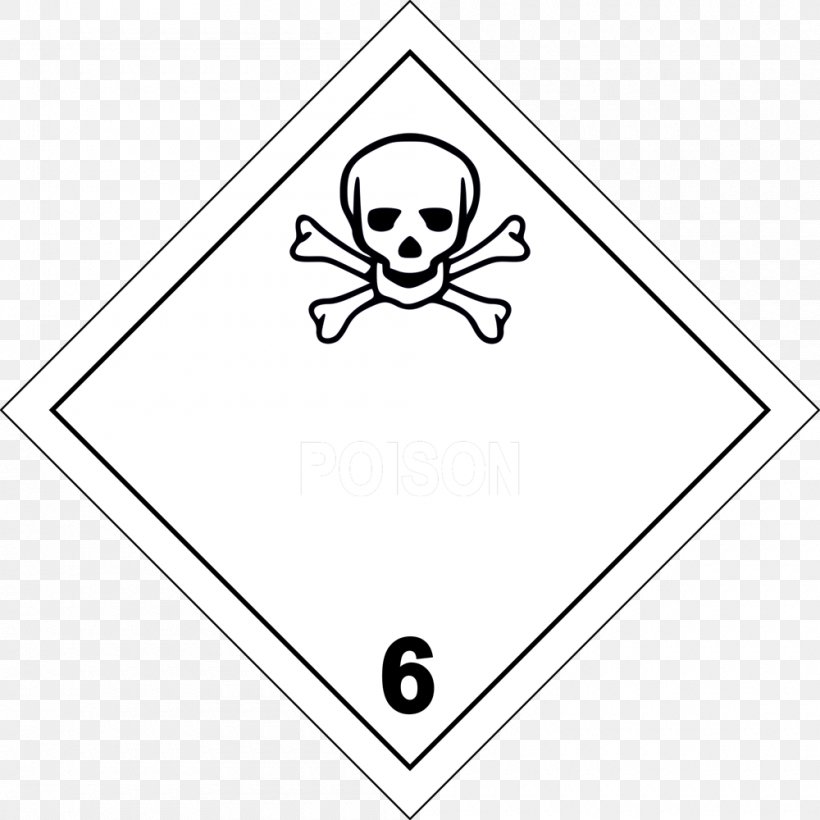 Dangerous Goods Placard Label Toxicity HAZMAT Class 6 Toxic And Infectious Substances, PNG, 1000x1000px, Dangerous Goods, Adr, Area, Black, Black And White Download Free