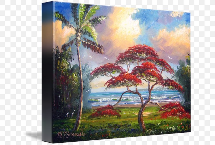 Royal Poinciana Oil Painting Reproduction Art Tree Acrylic Paint, PNG, 650x554px, Royal Poinciana, Acrylic Paint, Art, Artist, Artwork Download Free