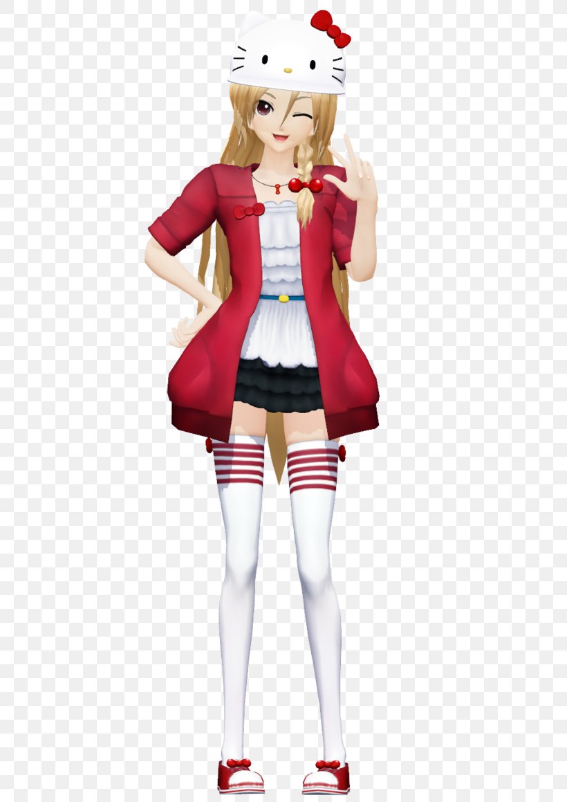 MikuMikuDance Nekomura Iroha Hello Kitty Vocaloid Art, PNG, 689x1159px, Mikumikudance, Art, Character, Clothing, Computer Software Download Free