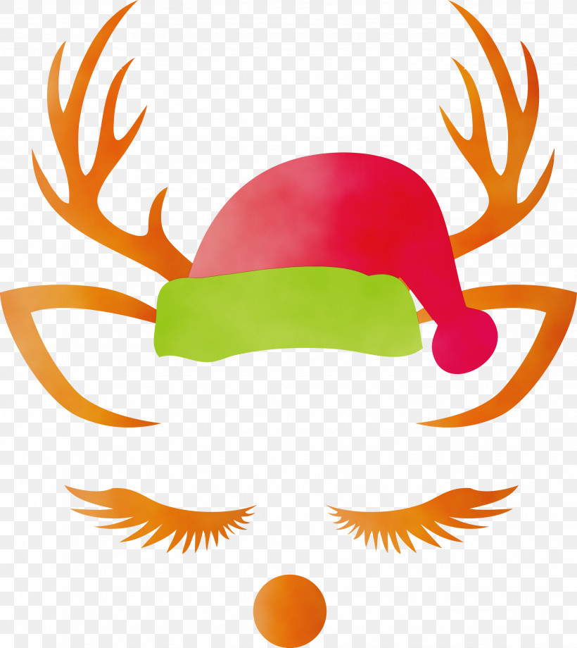 Orange, PNG, 2672x2999px, Reindeer Face, Orange, Paint, Sticker, Watercolor Download Free
