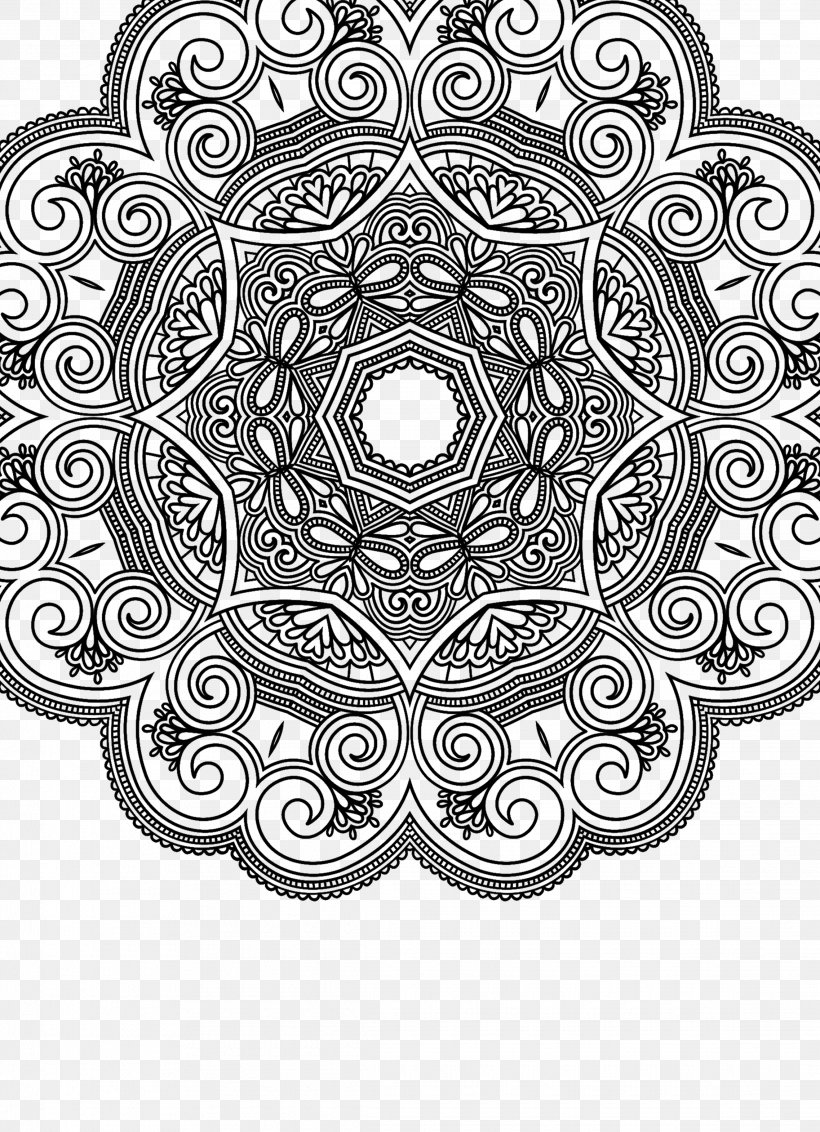 Mandala Coloring Book Ornament Symbol, PNG, 2275x3142px, Mandala, Adult, Area, Black And White, Book Download Free