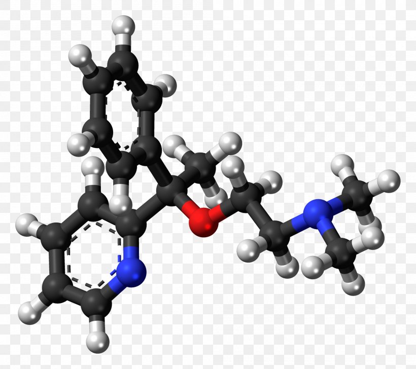 Ball-and-stick Model Molecule Doxylamine Skeletal Formula Molecular Model, PNG, 2000x1776px, Ballandstick Model, Antihistamine, Body Jewelry, Chemical Formula, Chemical Nomenclature Download Free
