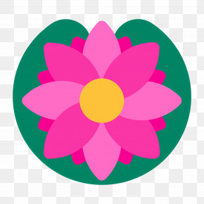 Lotus Emoji - Pink Flower With Green Background PNG