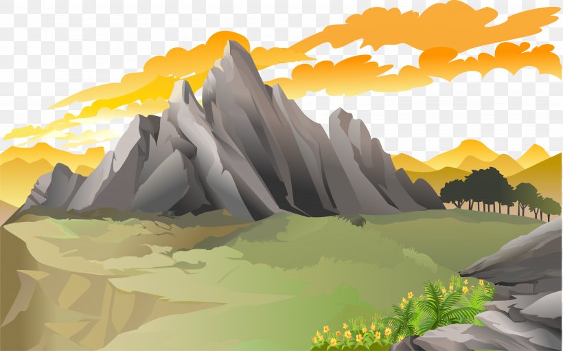 Landscape Mountain Euclidean Vector Clip Art, PNG, 5817x3625px, Landscape, Drawing, Grass, Mountain, Natural Landscape Download Free