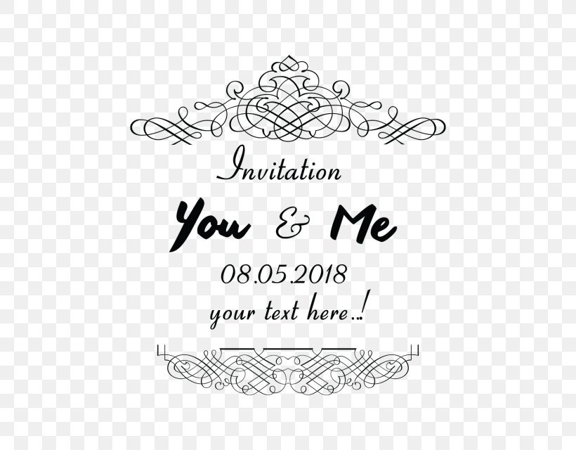 Wedding Invitation Convite Ornament Marriage, PNG, 640x640px, Wedding Invitation, Area, Black, Black And White, Brand Download Free