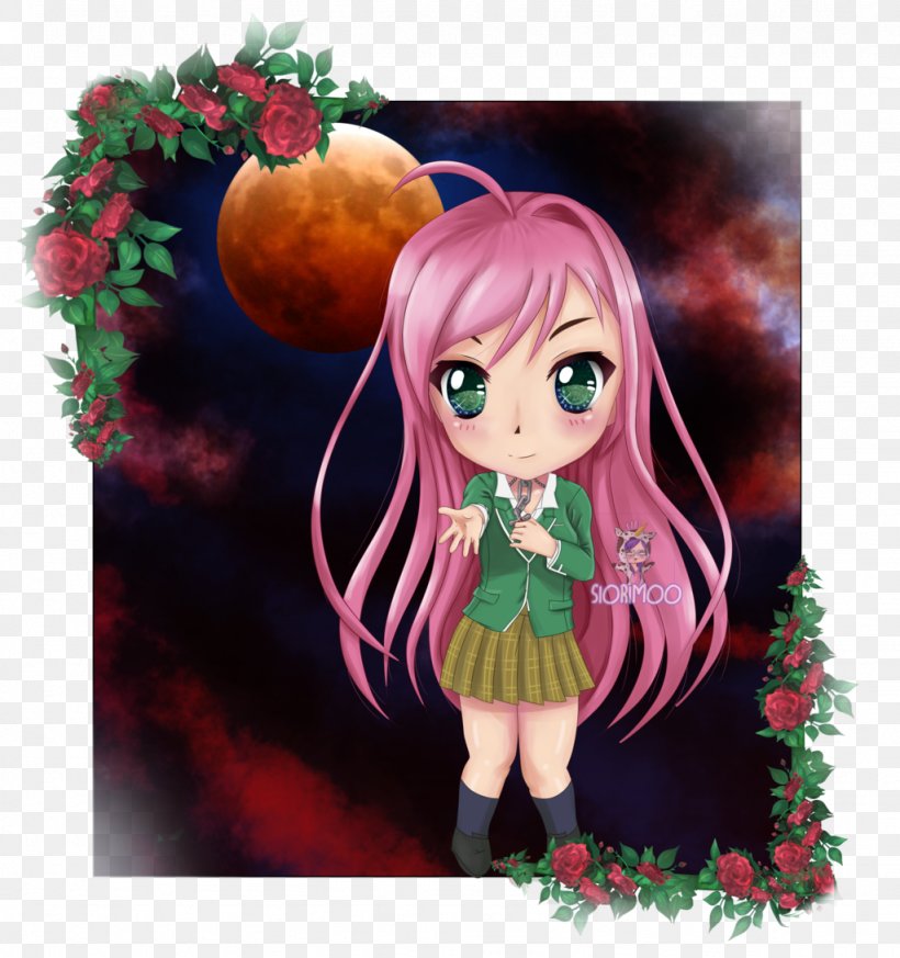 Moka Akashiya Rosario + Vampire Art Illustration, PNG, 1024x1091px, Watercolor, Cartoon, Flower, Frame, Heart Download Free