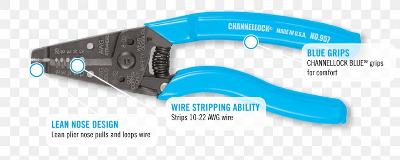 Channellock Wire Stripper Electricity Electrician Tool, PNG, 1010x406px, Channellock, American Wire Gauge, Aqua, Brand, Craftsman Download Free