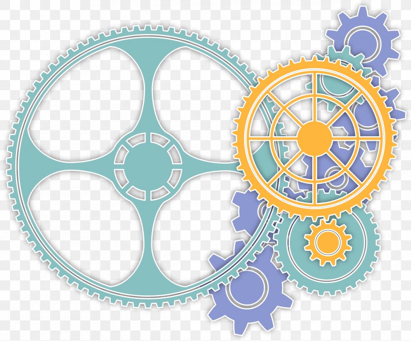 Gear Color Wheel Clip Art, PNG, 2385x1982px, Gear, Bicycle Part, Bicycle Wheel, Blue, Color Download Free