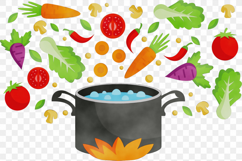 Plant Vegetarian Food Cookware And Bakeware, PNG, 3361x2235px, Watercolor, Cookware And Bakeware, Paint, Plant, Vegetarian Food Download Free