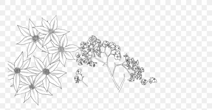Drawing Line Art Flower Black And White, PNG, 1024x532px, Drawing, Area, Art, Artwork, Black And White Download Free
