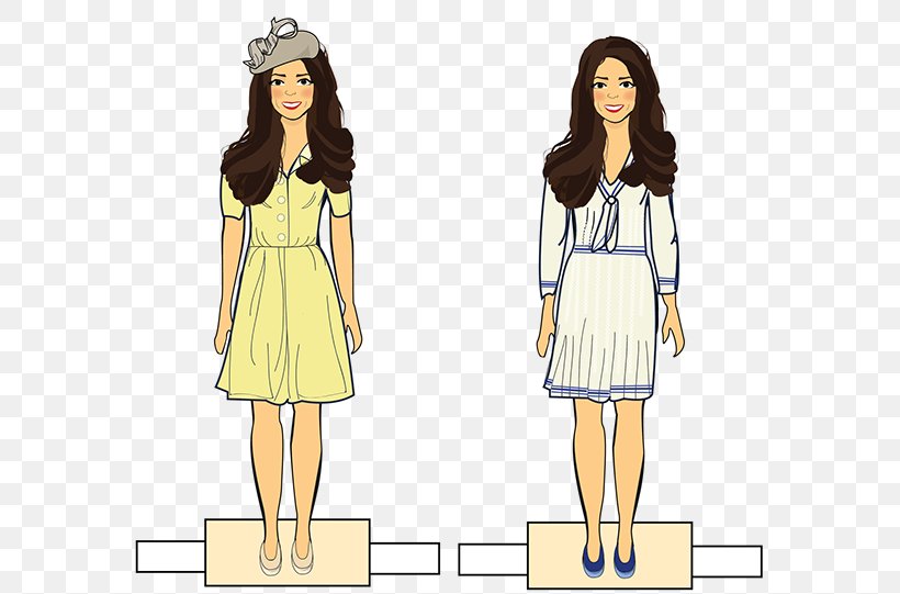 Kate Middleton Paper Doll Top, PNG, 600x541px, Watercolor, Cartoon, Flower, Frame, Heart Download Free