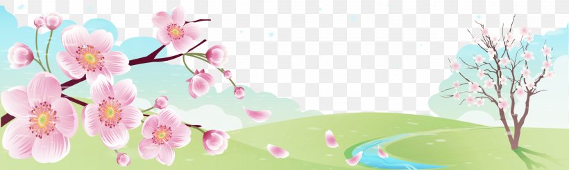 Euclidean Vector, PNG, 2034x612px, Landscape, Blossom, Branch, Cartoon, Designer Download Free