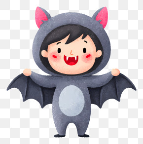 Child Bat Costume - Cute Bat Kid Costume PNG