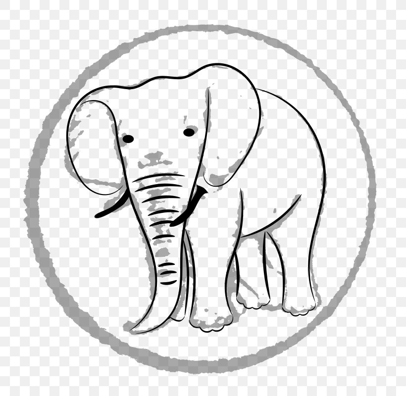 African Elephant Drawing Line Art Clip Art, PNG, 800x800px, Watercolor, Cartoon, Flower, Frame, Heart Download Free