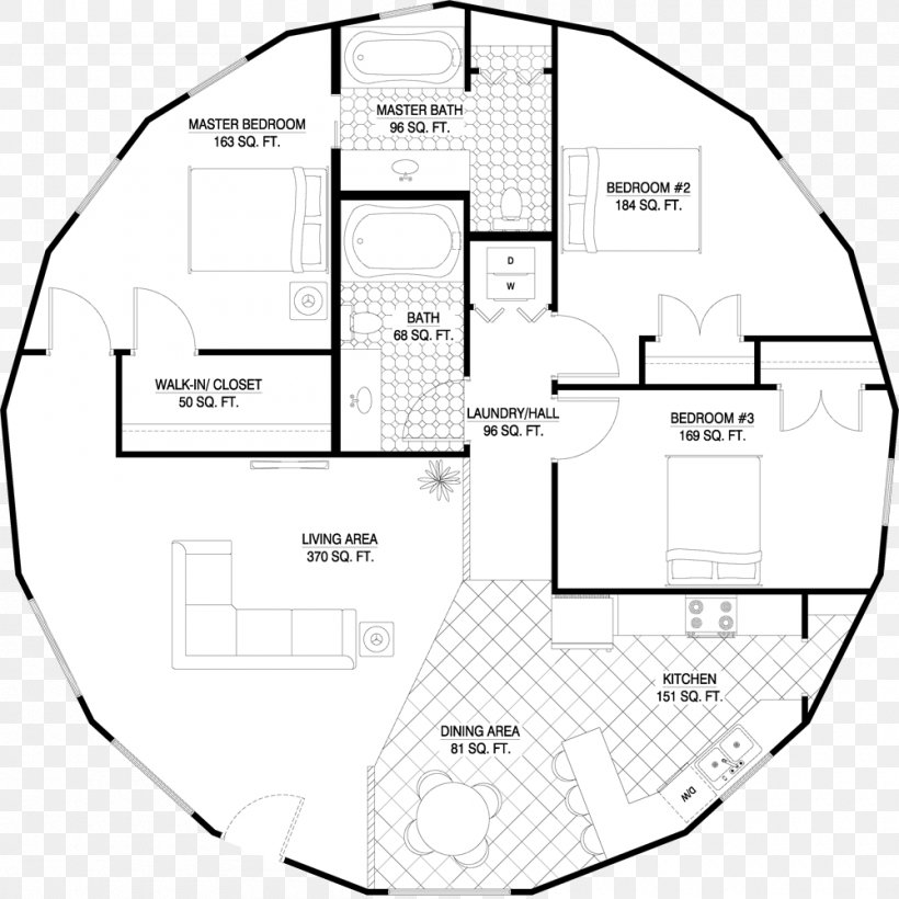 House Plan Floor Plan Bedroom Roundhouse, Png, 1000X1000Px, 3D Floor Plan, House Plan, Architecture, Area, Bathroom