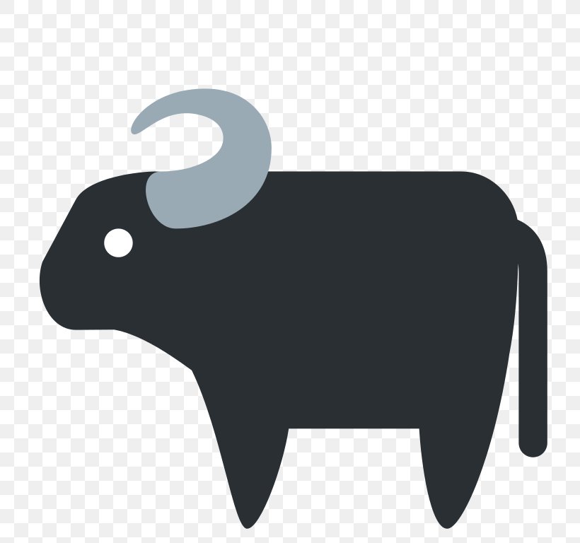 Emojipedia Water Buffalo SMS Cattle, PNG, 768x768px, Emoji, Black, Black And White, Cattle, Cattle Like Mammal Download Free