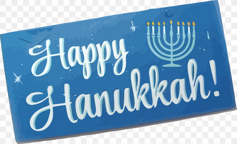 Happy Hanukkah Hanukkah, PNG, 3564x2178px, Happy Hanukkah, Electric Blue, Hanukkah, Rectangle, Signage Download Free