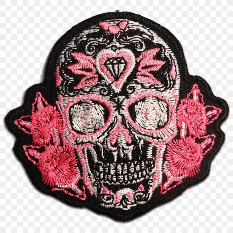 Embroidered Patch Calavera Embroidery Iron-on Motorcycle Club, PNG, 1100x1100px, Embroidered Patch, Bone, Calavera, Clothing, Day Of The Dead Download Free