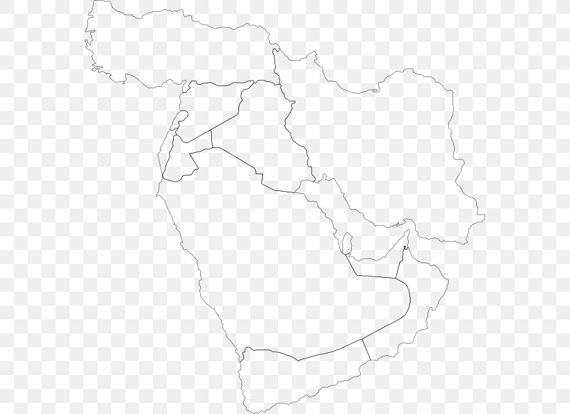 Line Art Middle East Map, PNG, 576x596px, Line Art, Area, Artwork, Black And White, Map Download Free
