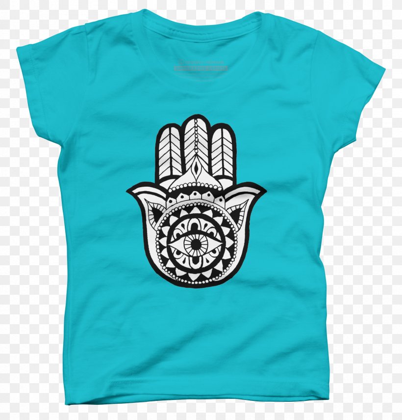 T-shirt Hamsa Hoodie Crew Neck, PNG, 1725x1800px, Tshirt, Aqua, Bandana, Blue, Bodysuits Unitards Download Free