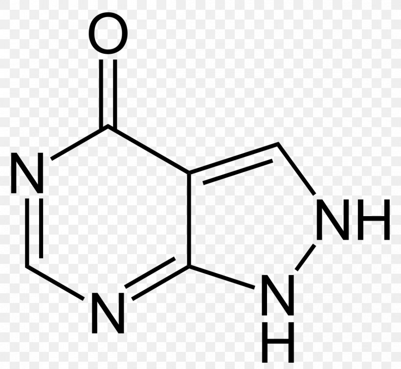 Allopurinol Xanthine Oxidase Uric Acid Purine Hypoxanthine, PNG, 1200x1105px, Allopurinol, Area, Black, Black And White, Brand Download Free