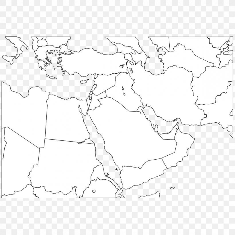Blank Map Western Asia Japanese Manama, PNG, 1200x1200px, Map, Area, Auto Part, Black, Black And White Download Free