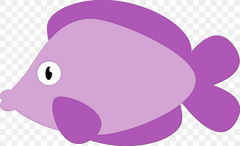 Clip Art Fish Pink Purple Marine Mammal, PNG, 3000x1825px, Watercolor, Fish, Marine Mammal, Paint, Pink Download Free