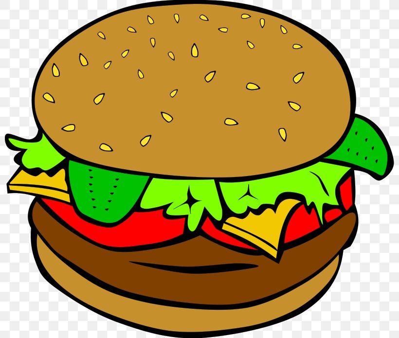 Hamburger Fast Food Junk Food Clip Art, PNG, 800x695px, Hamburger, Artwork, Beak, Breakfast, Cheeseburger Download Free