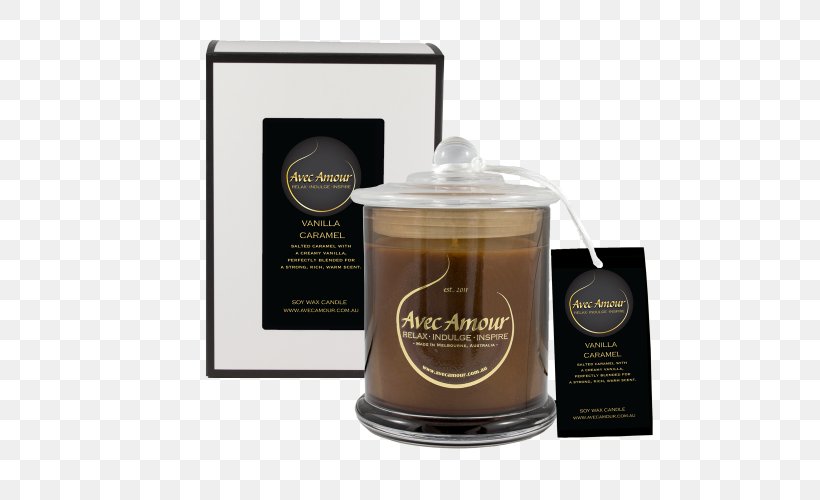 Caramel Flavor Perfume Vanilla Soy Candle, PNG, 500x500px, Caramel, Brown, Candle, Cream, Flavor Download Free