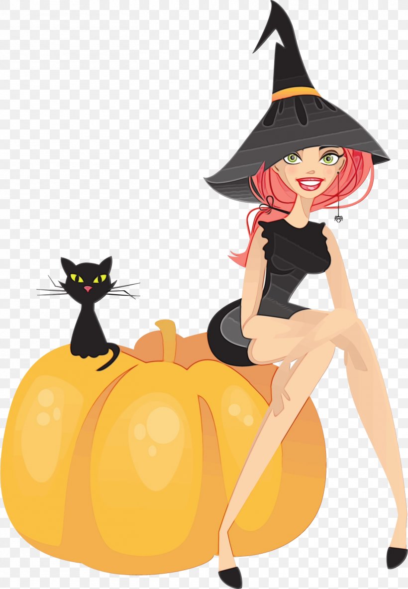 Pumpkin, PNG, 1512x2182px, Watercolor, Black Cat, Calabaza, Cartoon, Cat Download Free