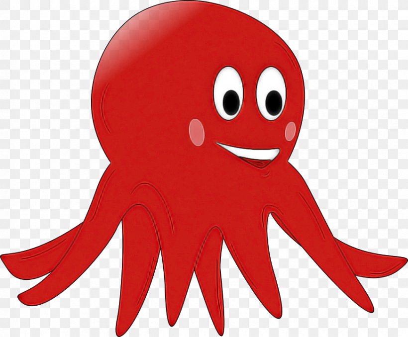 Red Octopus Cartoon Smile Pink, PNG, 870x720px, Red, Cartoon, Marine Invertebrates, Mouth, Octopus Download Free
