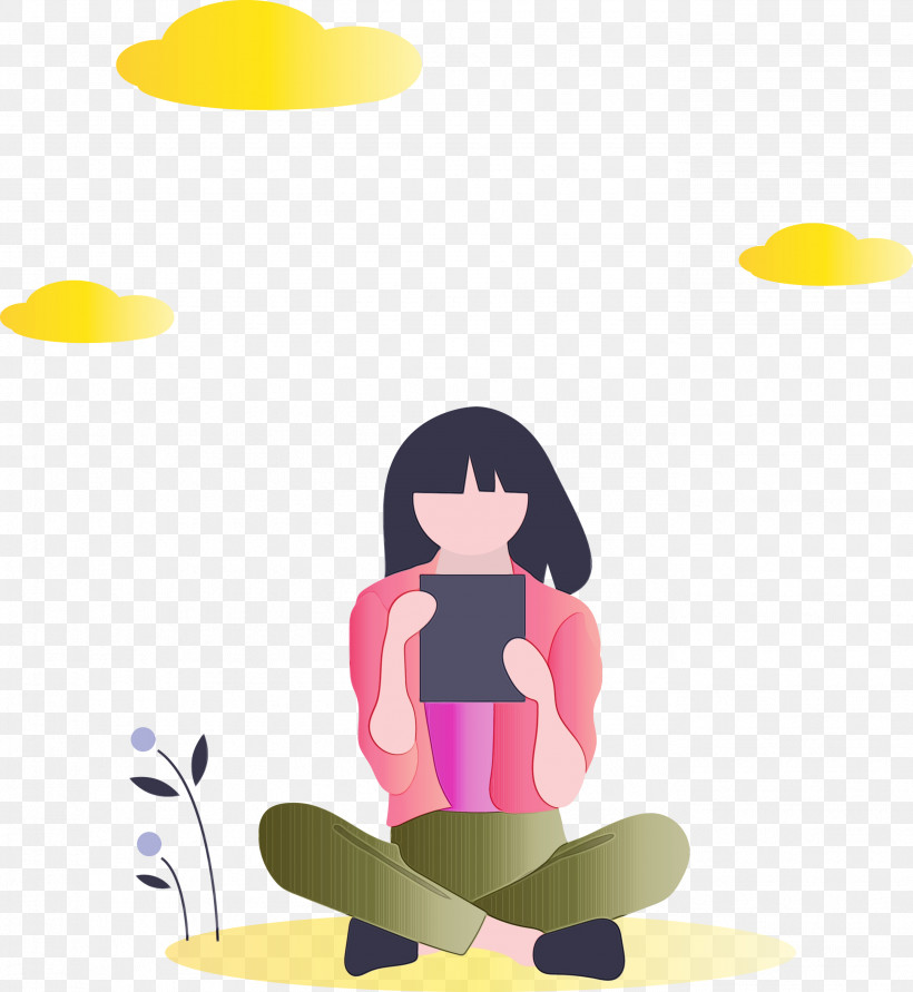 Cartoon Physical Fitness Yoga Sitting Meditation, PNG, 2759x3000px, Reading Girl, Cartoon, Meditation, Paint, Physical Fitness Download Free