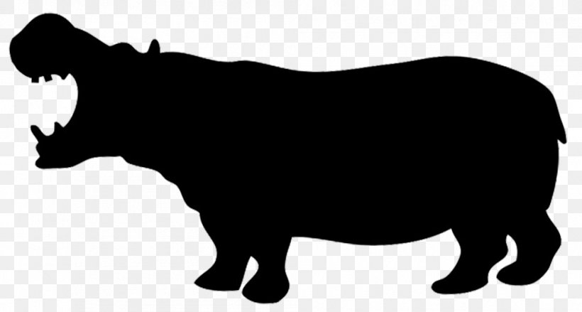 Hippopotamus Silhouette Decal Clip Art, PNG, 1004x538px, Hippopotamus, Black And White, Bull, Cattle Like Mammal, Cow Goat Family Download Free