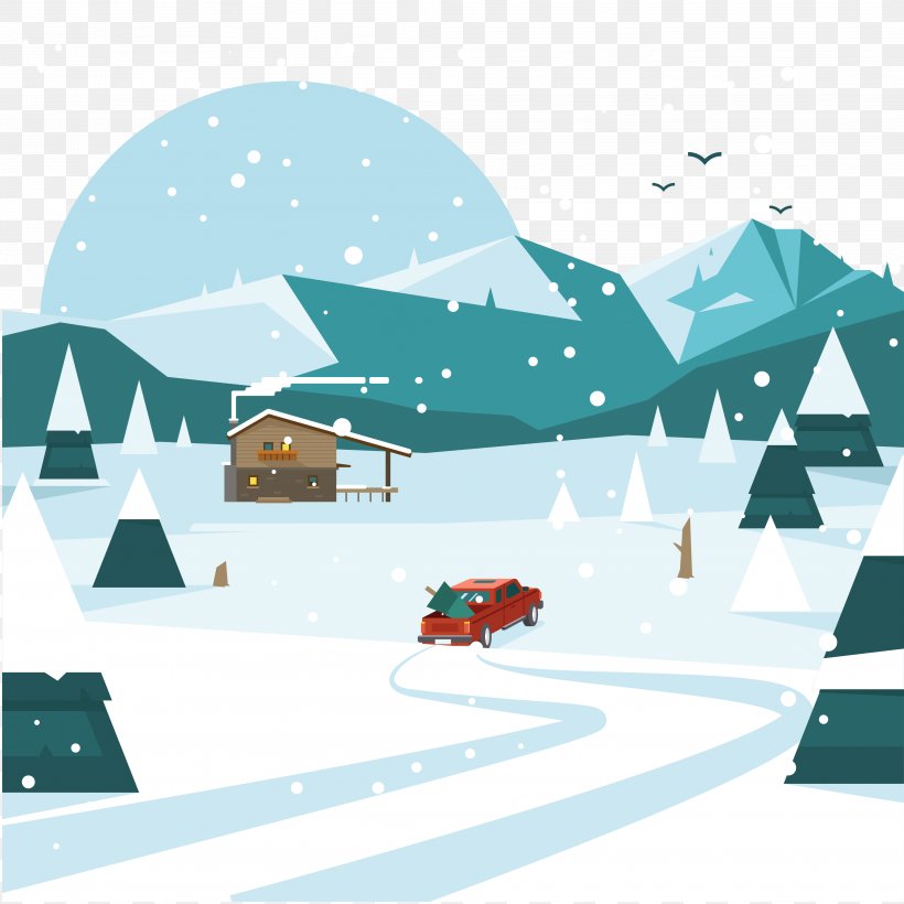 Snow Winter Landscape, PNG, 4167x4167px, Snow, Arctic, Flat Design, Illustration, Landscape Download Free
